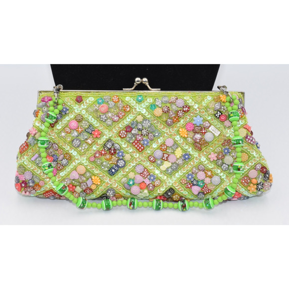 LaViola M Alissa J Whimsical Hand Crafted Beaded Sequin Hand Bag Clutch - Picture 1 of 8